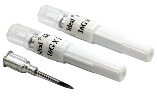 Veterinary Aluminum Hub Needles — 16G X 3/4", Individually Sheathed, 100 Per Box (AHN1619)